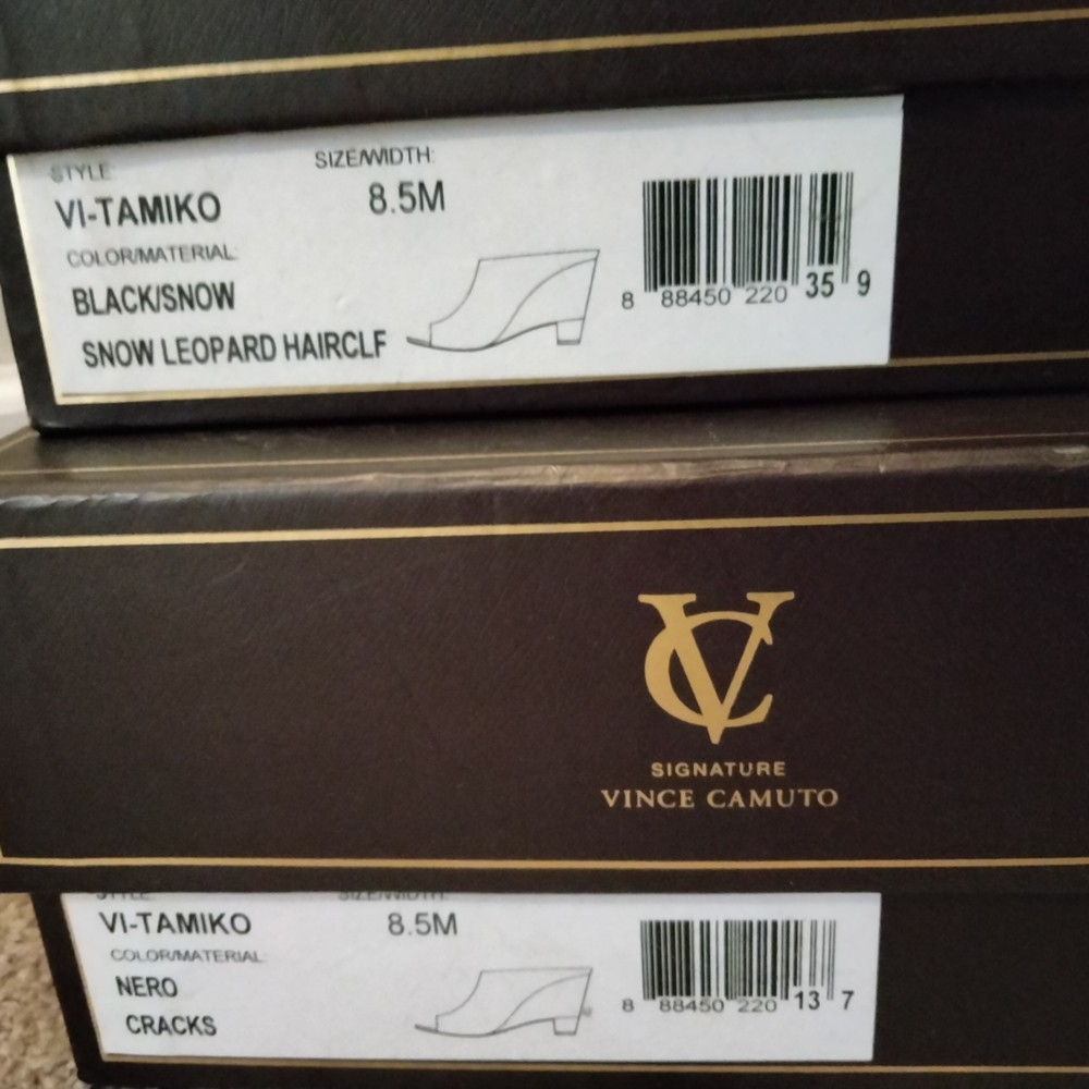 Vince Camuto Black and Snow Leopard Haircalf Shoes